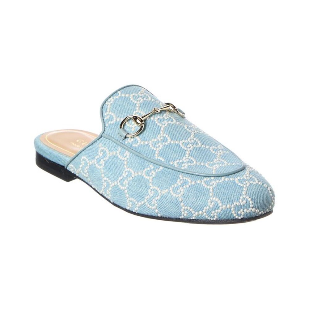 Gucci Giglio Princetown Canvas & Leather Mule, Blue